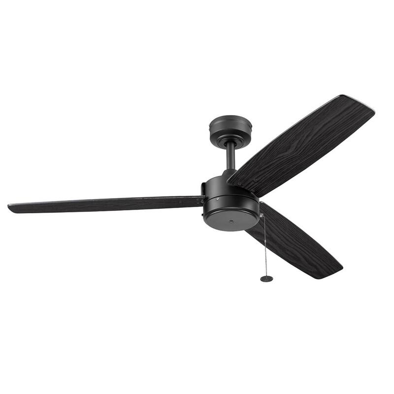 52" Prominence Home Journal Matte Black Contemporary Indoor/Outdoor Ceiling Fan with No Light, Pull Chain