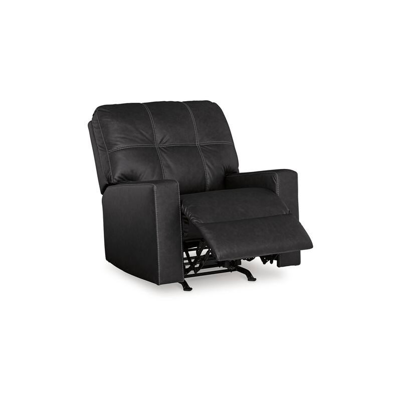 Barl Manual Recliner Chair, 35 Inch Tufted Rich Black Faux Leather