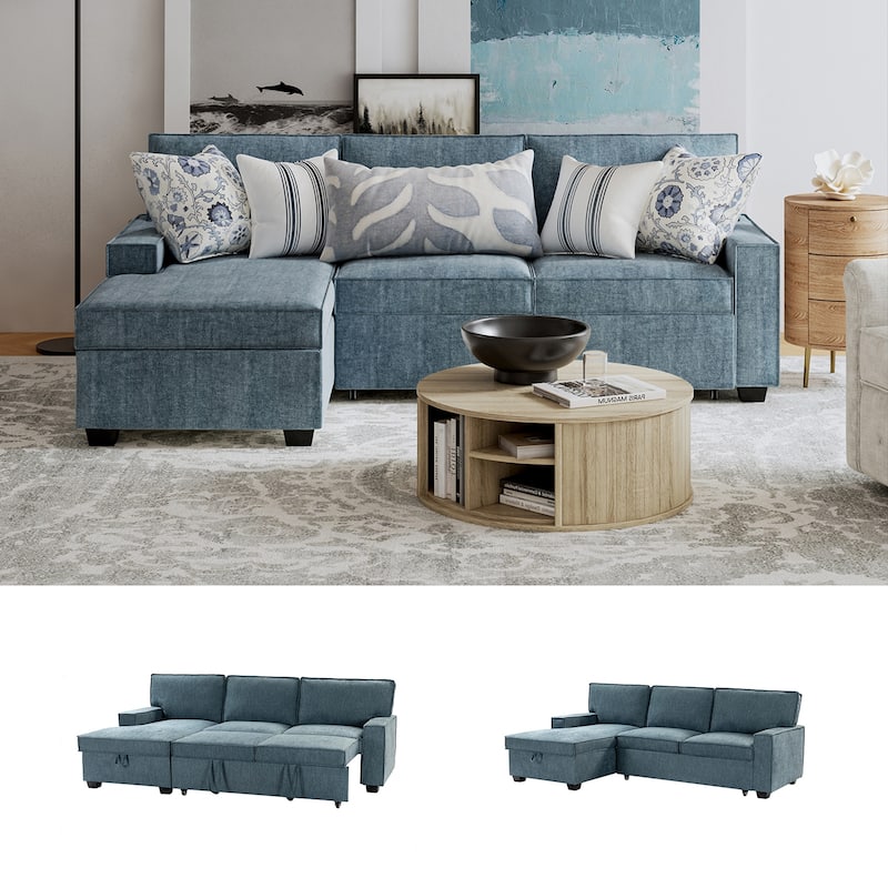 Badari Modern Pull Out Sleeper Sofa&Chaise with Storage by HULALA HOME