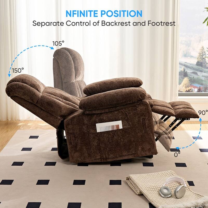 Mixoy Velvet Power Lift Recliner Chair,Dual Motor Heat Massage Electric Recliners Arm Chair with Remote