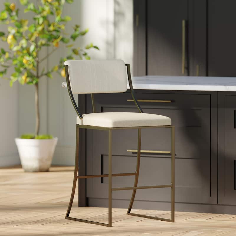 New Ridge Home Goods Mina Metal Modern Upholstered Bar Stool - Bar Height