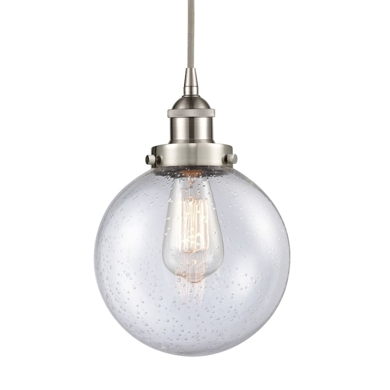 Innovations Lighting 616-1PH-12-8 Beacon Pendant Beacon 8" Wide Mini - Brushed Satin Nickel / Seedy