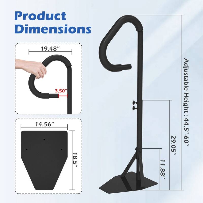 Domi Hot Tub Handrail, Aluminum Spa Hand Rail with 44"-60" Adjustable Height & 360° Swivel, Safety Side Handrails