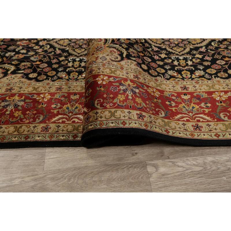Vegetable Dye Floral Kashan Wool Area Rug Hand-knotted Oriental Carpet - 7'10" x 9'10"