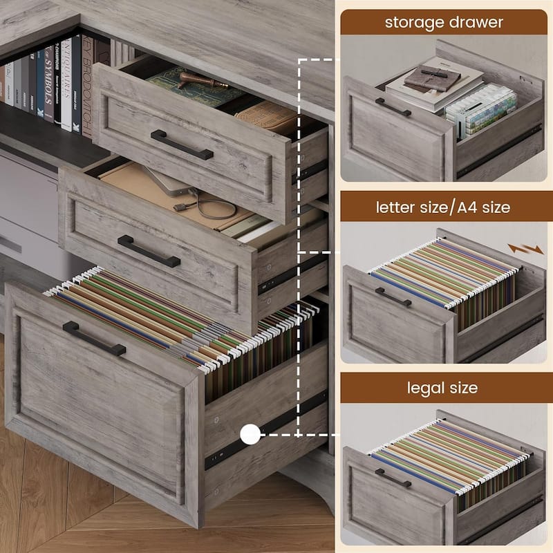 Executive L Shaped Desk Office Desk Drawers Storage Drawers Cabinet