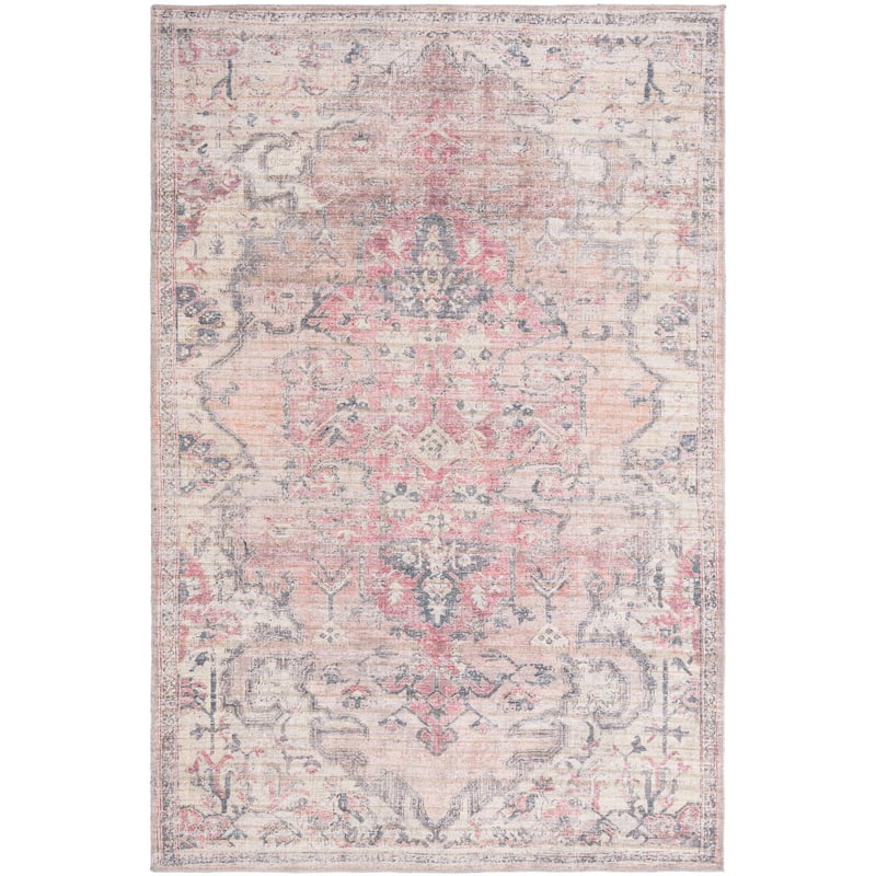 Transitional Pria Collection Area Rug - 5'11"x9' - Beige-Pink