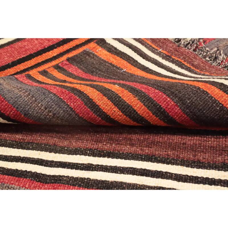 Hand Woven Oriental 100% Wool Carpet Southwestern Geometric Multi-Colored Kilim Area Rug - 10' 2'' X 4' 8''