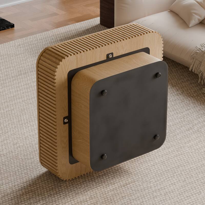 GDF Studio - Modern Wooden Veneer Square Coffee Table with Hidden Storage