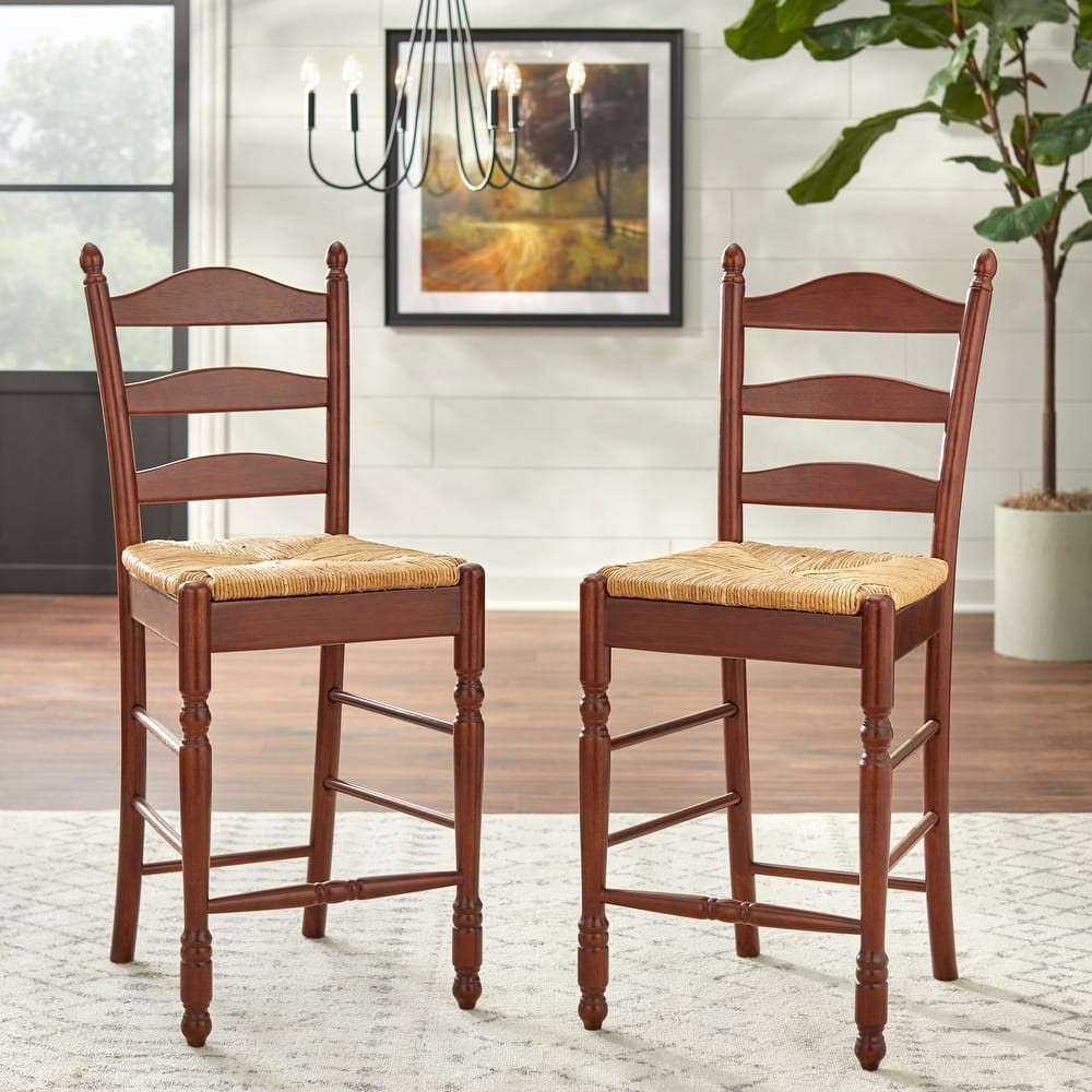 Simple Living Jessie Solid Wood Ladder back 24-inch Stool (Set of 2)