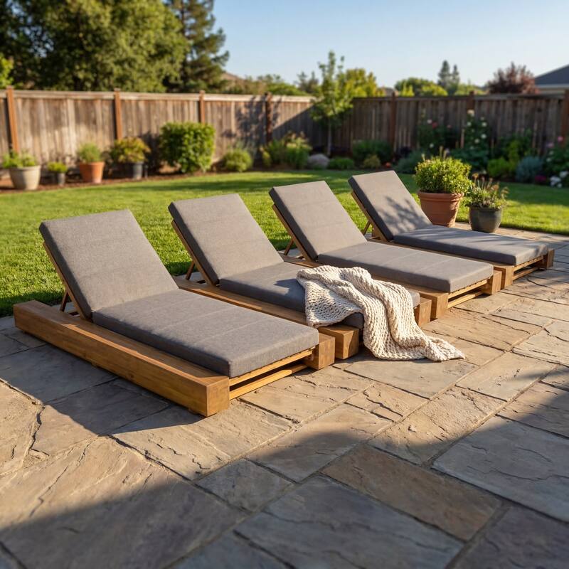 Christopher Knight Home - Amedea Outdoor Acacia Wood Chaise Lounge with Adjustable Backrest & Water-Resistant Cushion