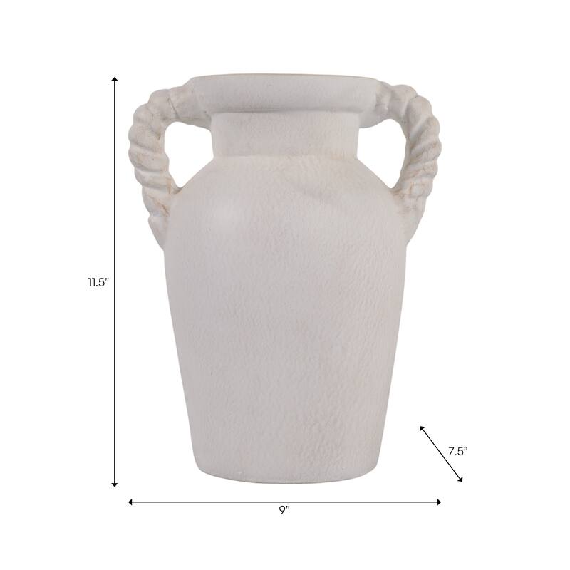 Decorative Textured Amphora Table Vase with Twisted Handles
