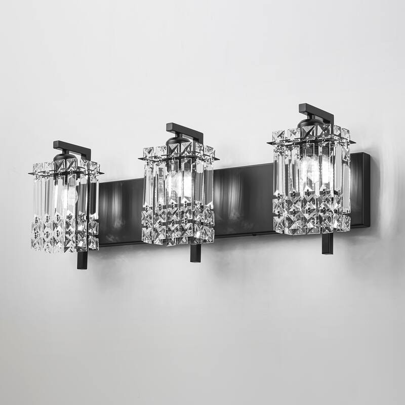 3-Light Modern Glam Crystal Bathroom Vanity Lights Wall Sconce Lighting for Mirror