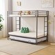 preview thumbnail 11 of 29, Twin Over Twin Bunk Bed with Trundle, Metal Bunk Bed with Two Side Ladder and Guardrails