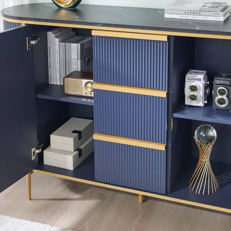 54" Modern Fluted Buffet Cabinet, Buffet Table, Coffee/Wine Bar