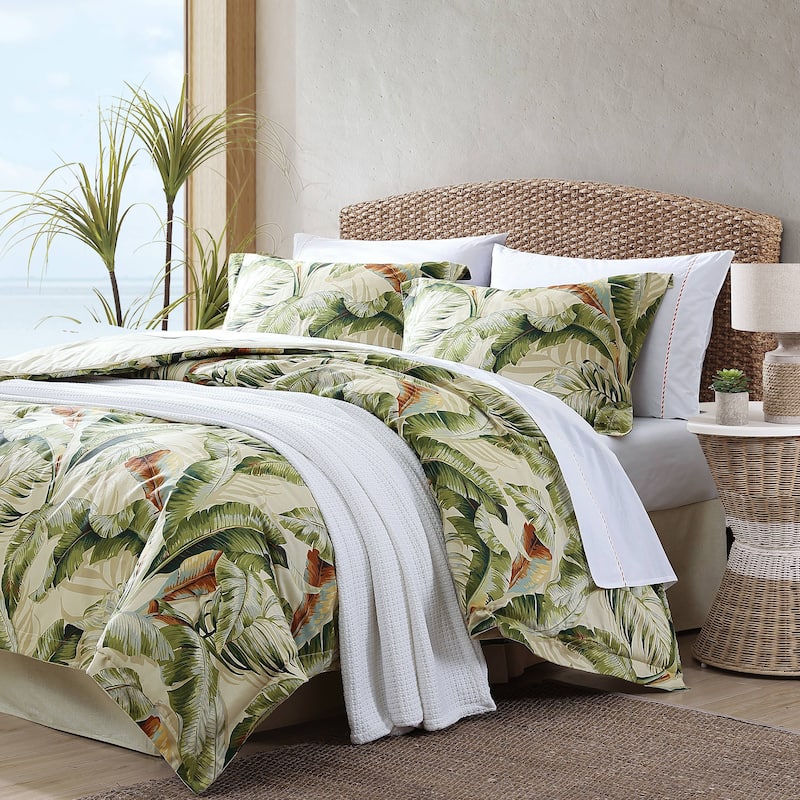 Tommy Bahama Palmiers Green Cotton Sateen Reversible 4-piece Comforter Set