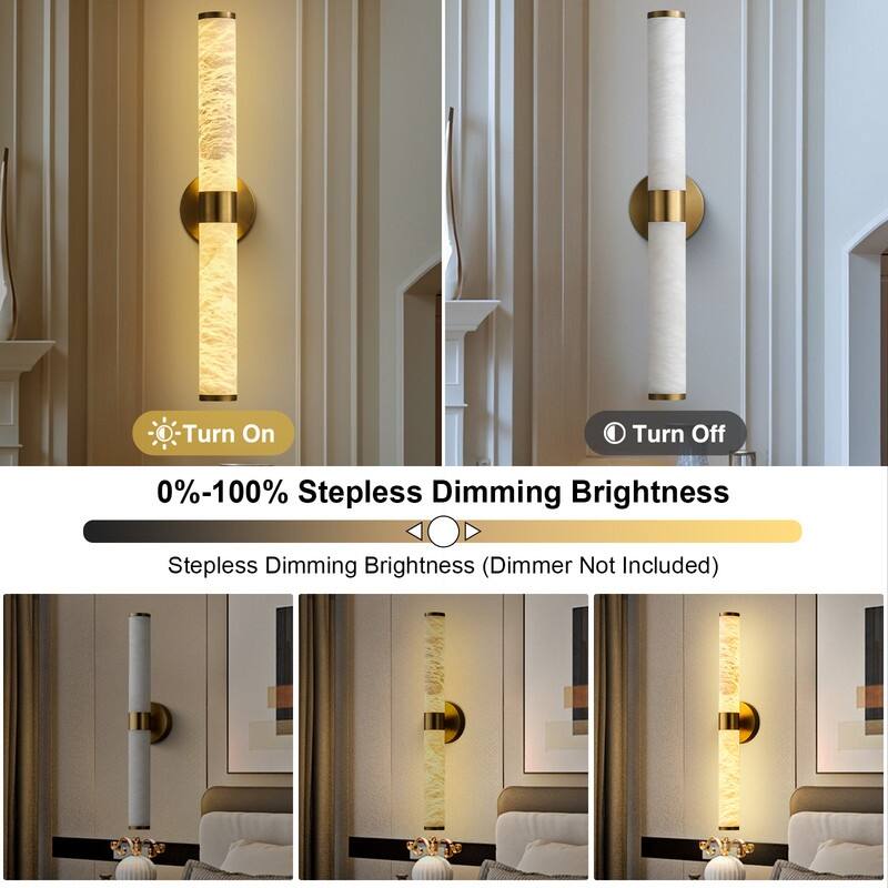 KAYLA 24 in. Modern Black Wall Sconces with Natural Alabaster Shade