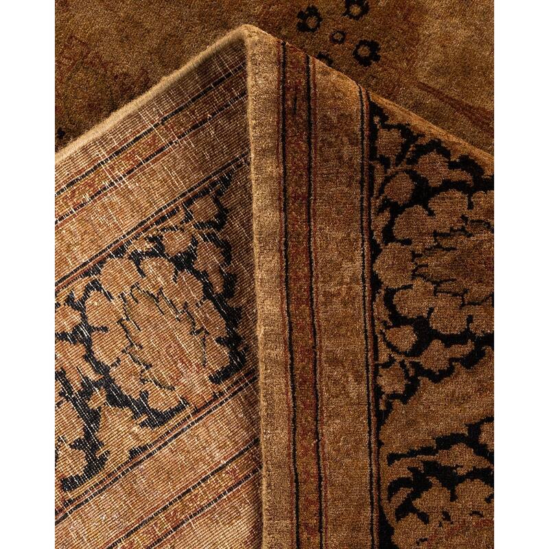 Overton Hand Knotted Wool Vintage Inspired Modern Contemporary Overdyed Brown Square Area Rug - 4' 8" x 4' 10"