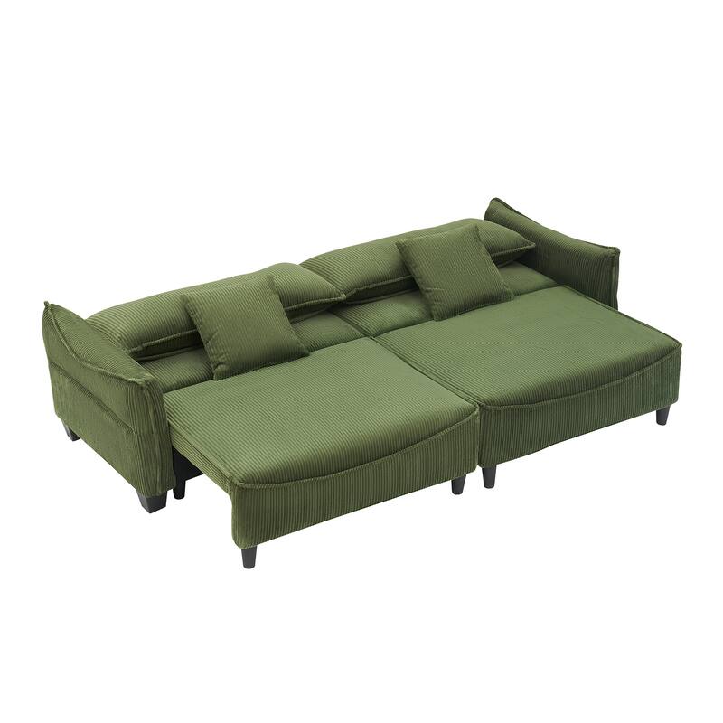 87.79" Modern Folding Sofa Bed for Living Room with Storage and Throw Pillows