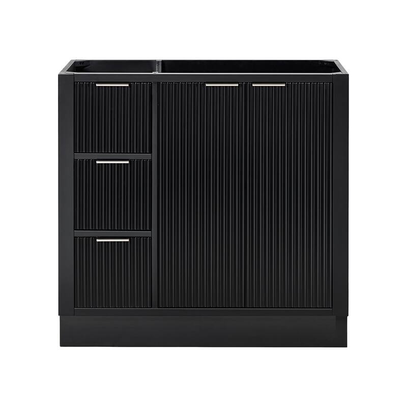 Ariel P36-R-BC Milan 36" Single Free Standing Vanity Cabinet - Black / Brushed Nickel Hardware