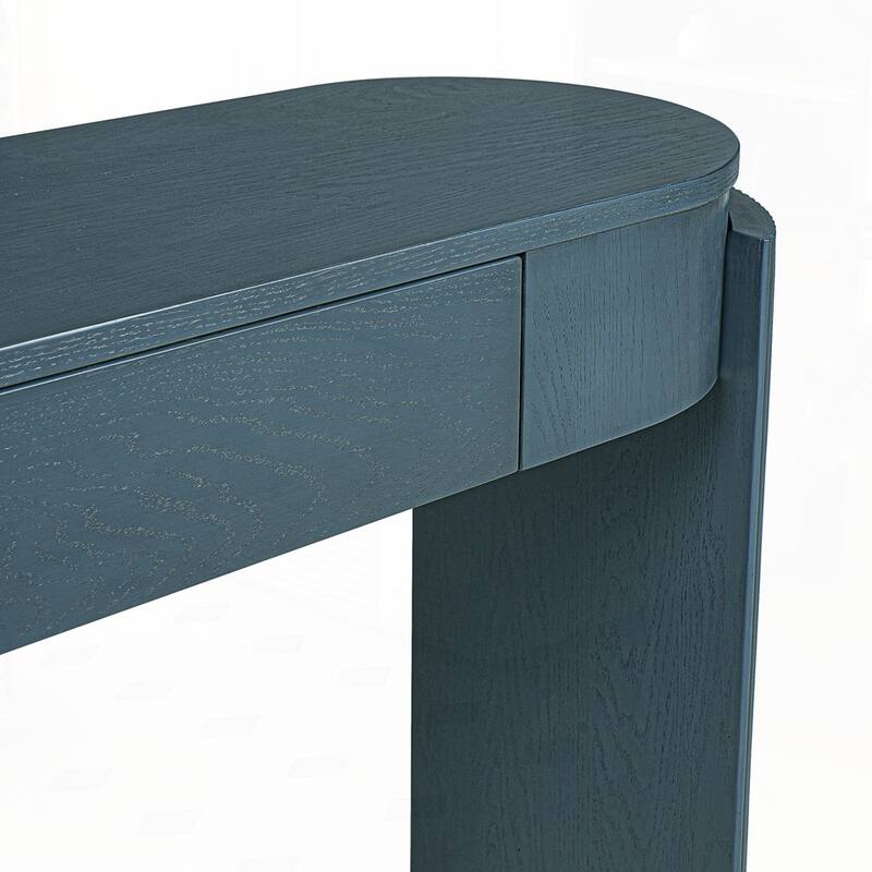 Oval Top and 2 Drawers Entryway Table with Natural Wood Grain Finish