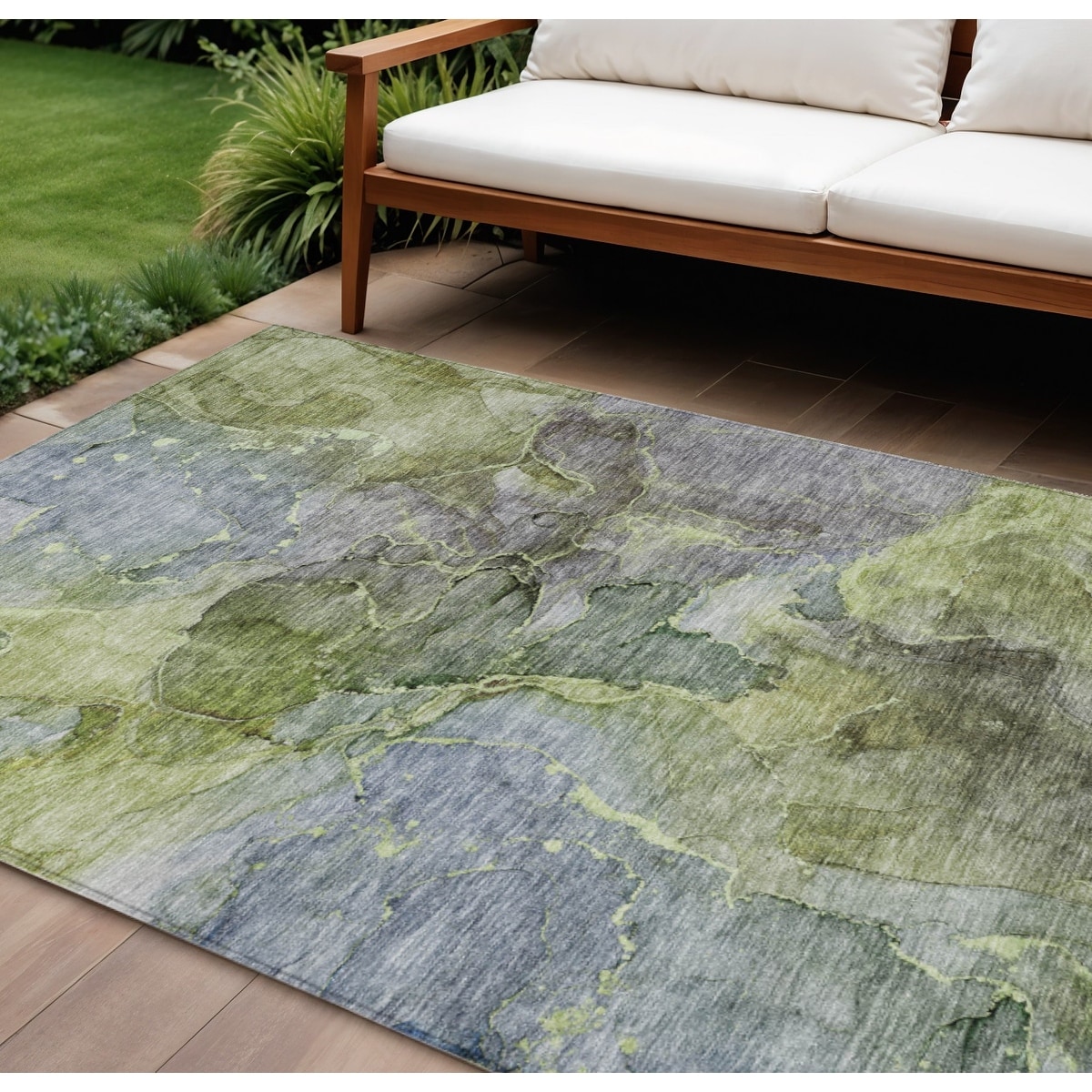 HomeRoots Abstract Transitional Rectangle Outdoor Rug