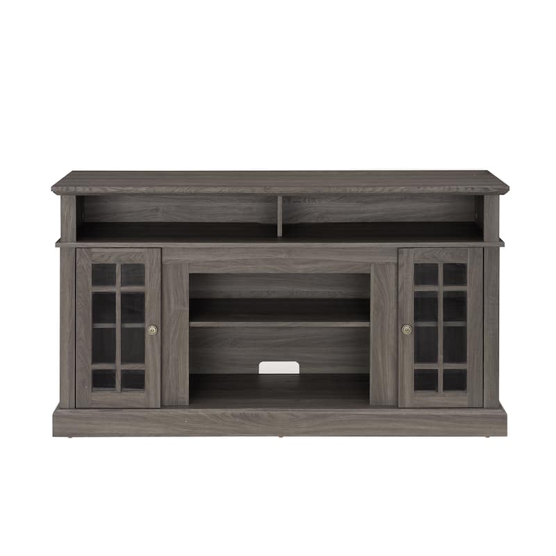 Classic TV Media Stand Entertainment Console for TV Up to 65" - Black + Dark Walnut