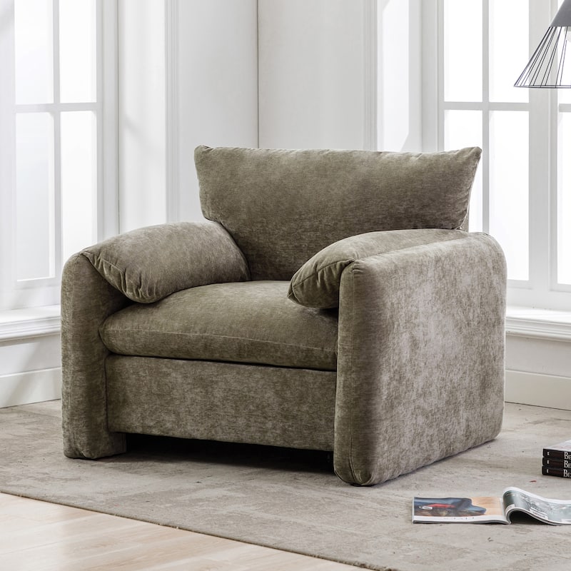 Single Sofa Chairs for Living Room Accent Chair Chenille Lounge Chairs Oversized Pillow Top Arms Chairs Modern Upholstered Chair