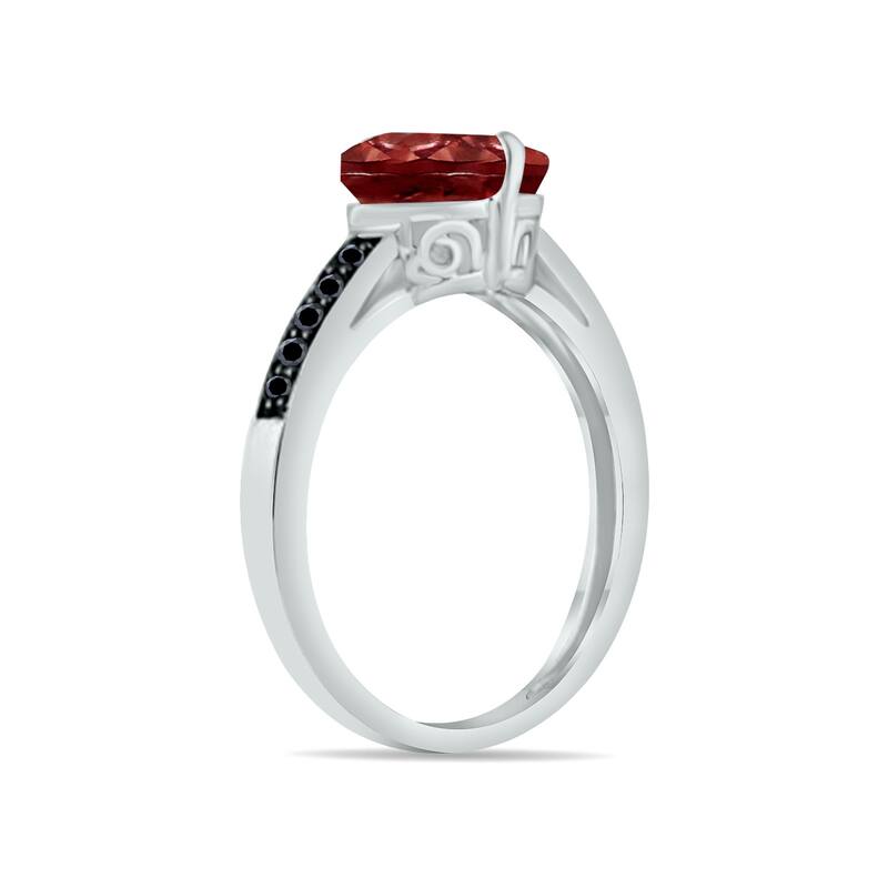 Marquee Jewels Ruby and Black Diamond Ring in 10K White Gold