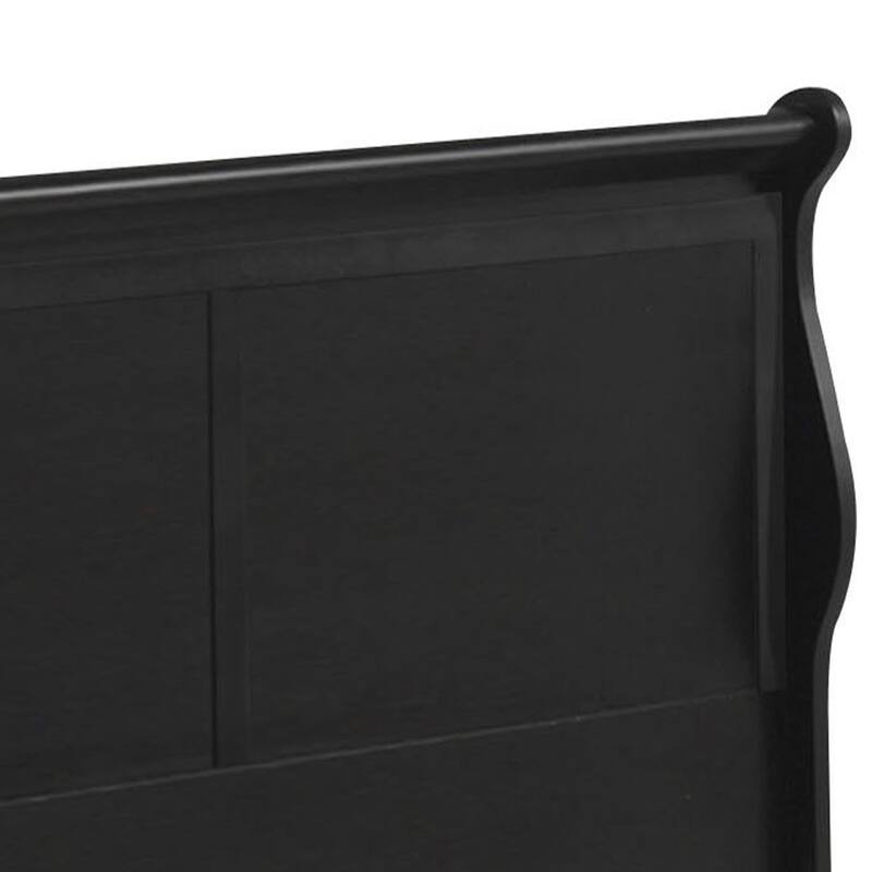 Elegant Black Queen Sleigh Bed with Sturdy Wood Construction