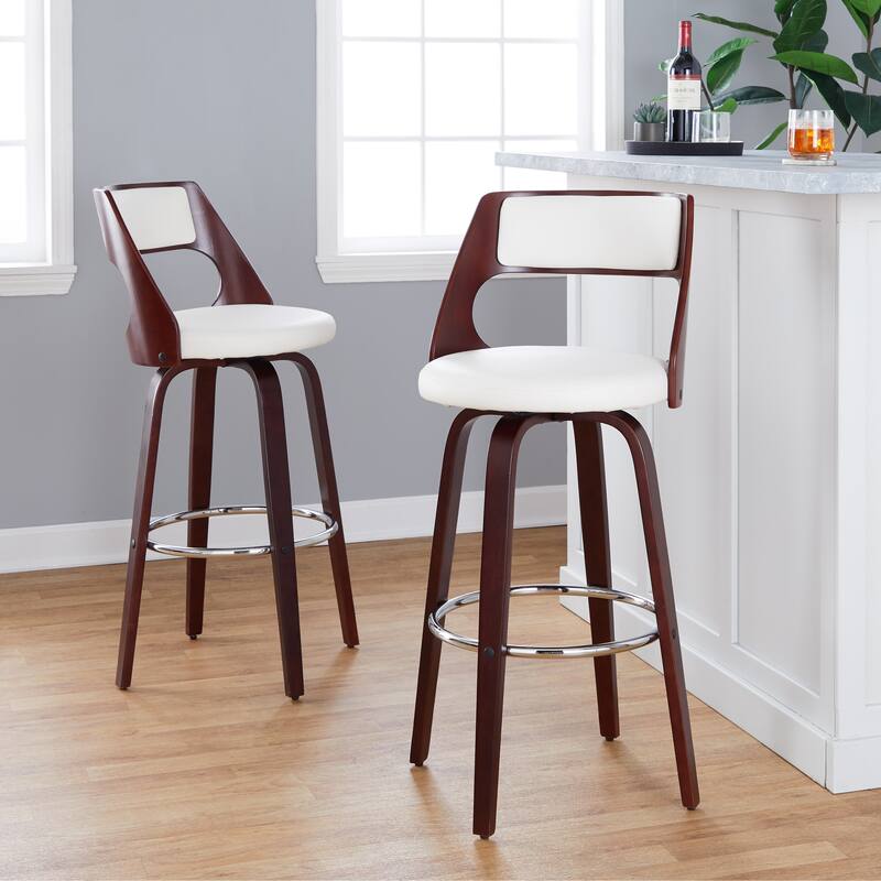 Carson Carrington Alingsas 30" Fixed-Height Bar Stool with Bent Wood Legs & Round Footrest (Set of 2)