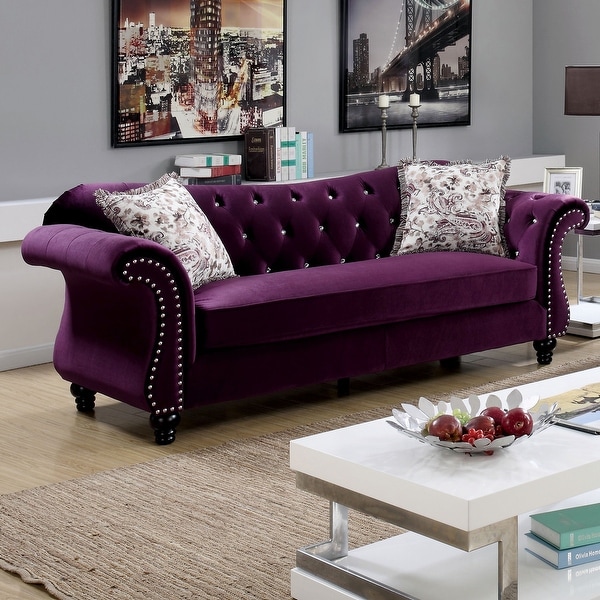 Furniture of America Tese Traditional Fabric Nailhead Sofa. Opens flyout.