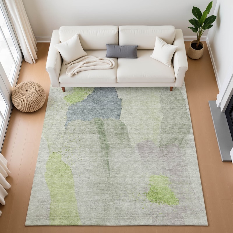 Premium Washable Super Soft Vintage Modern Mayfield Rug - Aloe - 9' x 12'