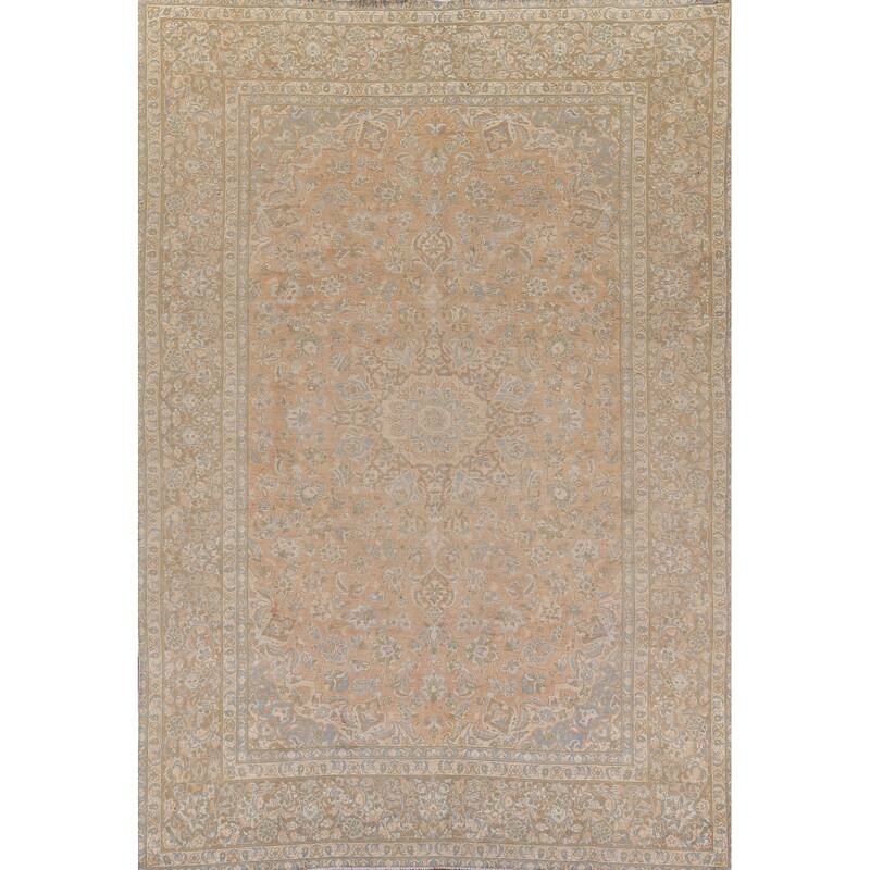 Distressed Muted Najafabad Persian Vintage Hand-Knotted Wool Carpet - 9'3" x 12'11"