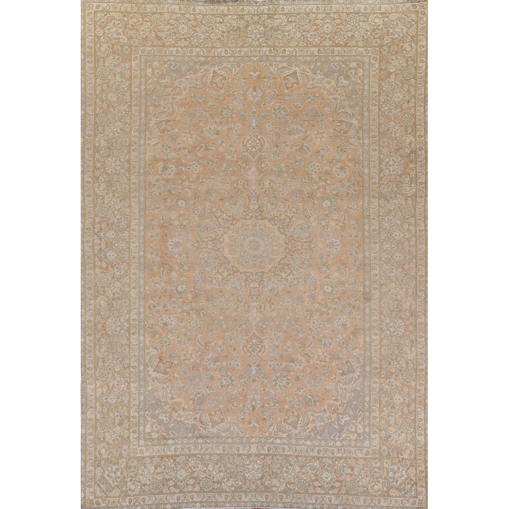 Distressed Muted Najafabad Persian Vintage Hand-Knotted Wool Carpet - 9'3" x 12'11"