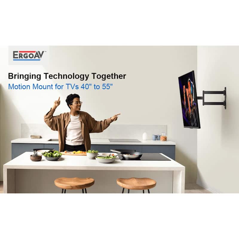 ErgoAV Single Stud Motion Mount for TVs 40″ to 55″ and up to 70lbs