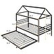 preview thumbnail 4 of 10, Black Twin Size Metal House-Shaped Platform Bed with Trundle and Roof