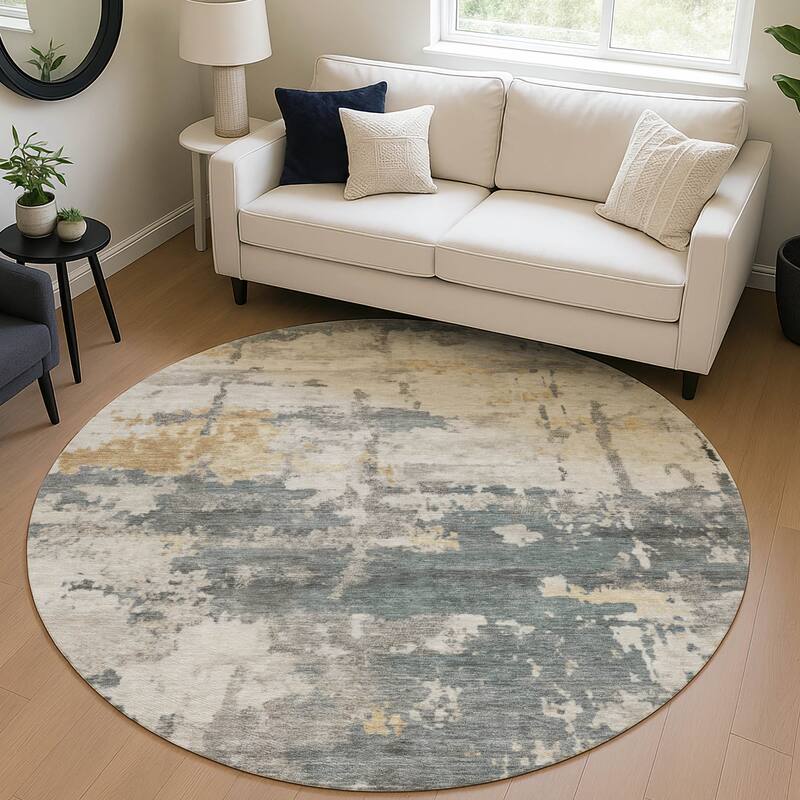 Machine Washable Indoor/ Outdoor Crouppen Modern Chantille Rug