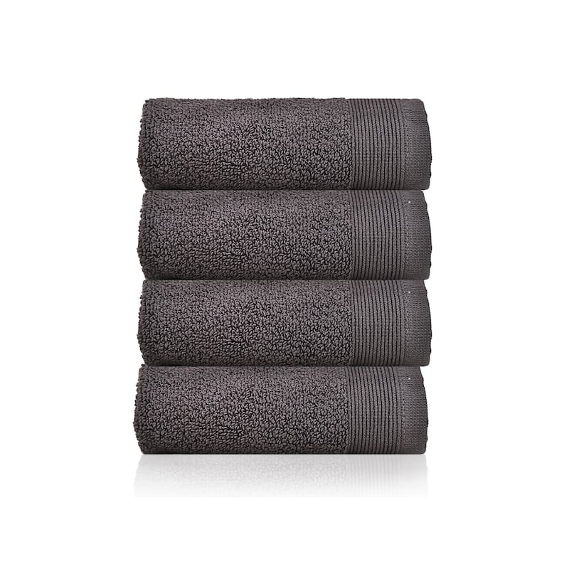Fabstyles Camelot Hand Towel 600 GSM Zero-Twist Cotton Set of 4 - 16"x28" - Grey