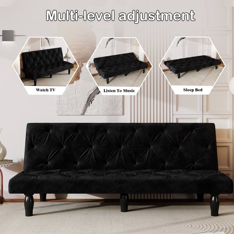 Sofa-to-Bed Evolution: 66" Velvet Sofa Bed Transforms Seamlessly, Ideal for Family Living Rooms, Apartments, and Bedrooms