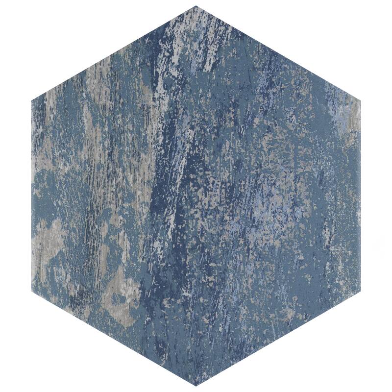 Merola Tile Cassis Hex Blue 8-5/8" x 9-7/8" Porcelain Floor and Wall Tile