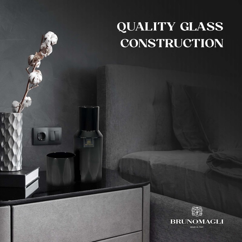 Bruno Magli Ribbed Carafe with Tumbler Lid - 28 oz