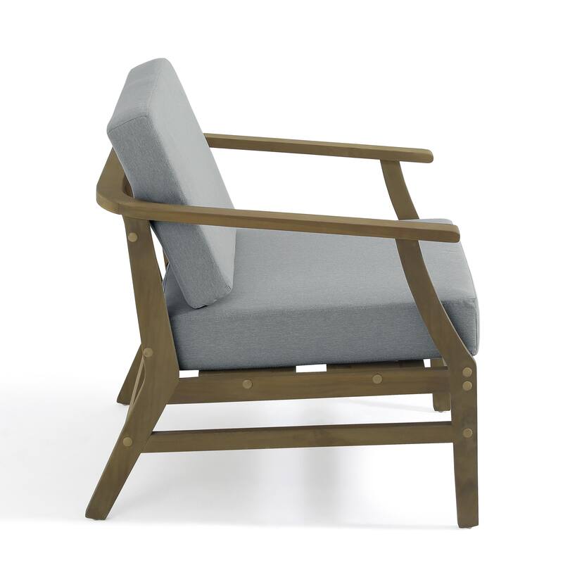 Outdoor Teak Wood Club Chairs with Cushions (Set of 2)