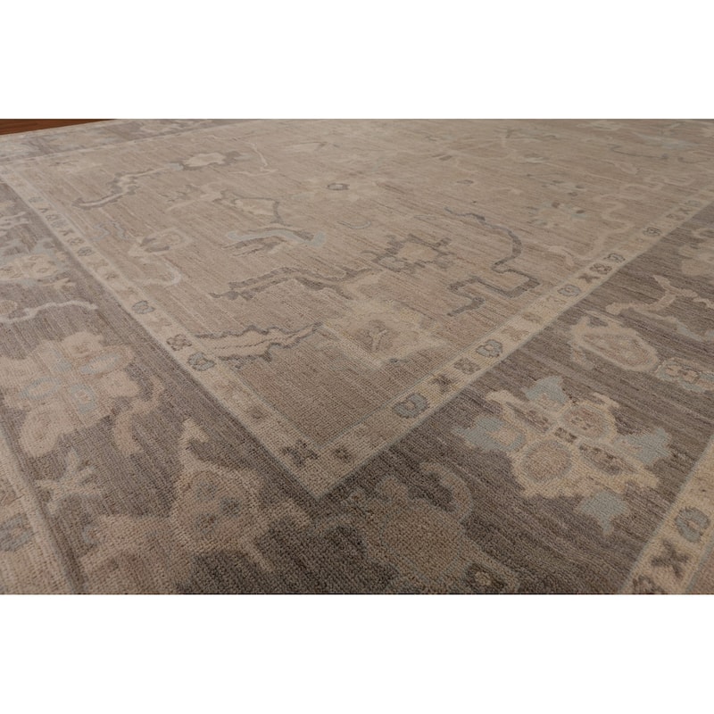 Vegetable Dye Oushak Oriental Area Rug Handmade Floral Wool Carpet - 8'9" x 11'7"