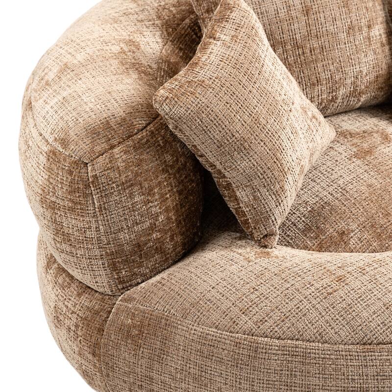 Chenille High Back Lazy Sofa with 3 Pillows and Oversized Bean Bag Chair