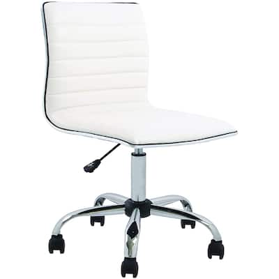 Carson Carrington Olafsvik Swivel Mid Back Armless Ribbed Task Leather White Upholstery Office Chair