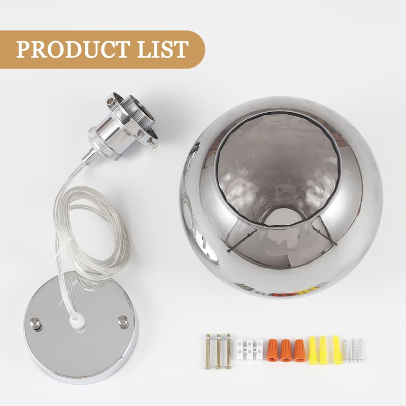 1-Light Metal Hanging Pendant Light with Glass Shade for Kitchen Island