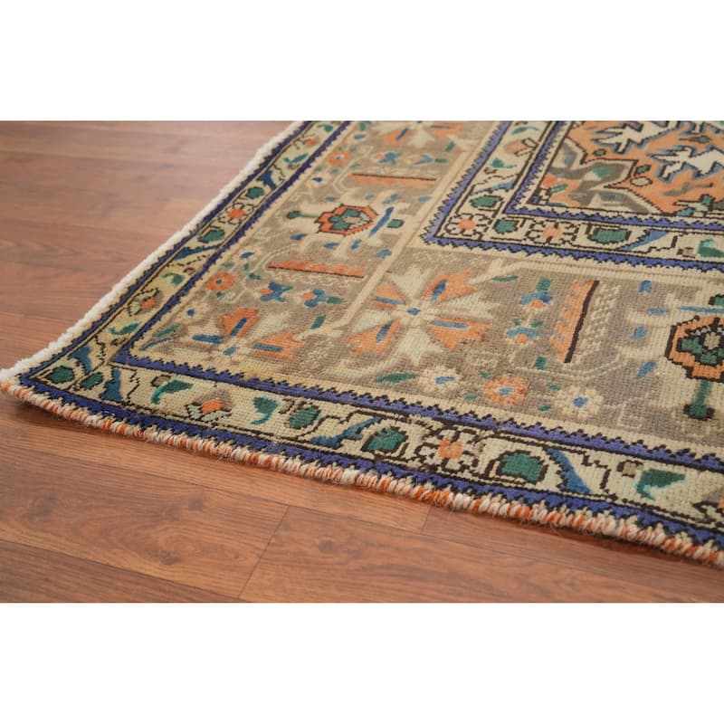 Hand Knotted Oriental 100% Wool Carpet Traditional Floral Green Tabriz Area Rug - 12' 5'' X 9' 7''