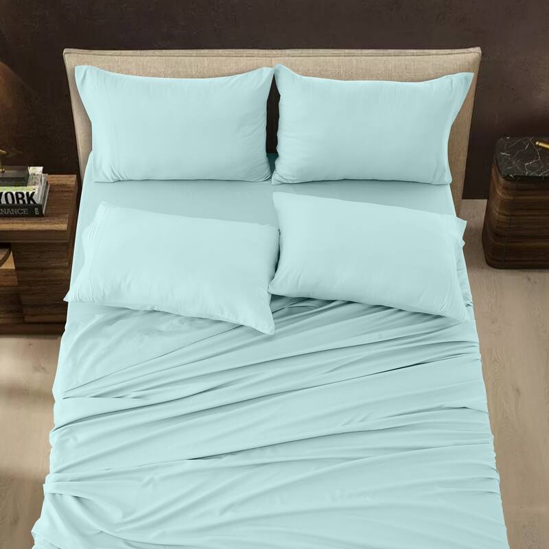 6 Piece Bed Sheet Set Deep Pocket Ultra Soft Microfiber Bedding Sheets