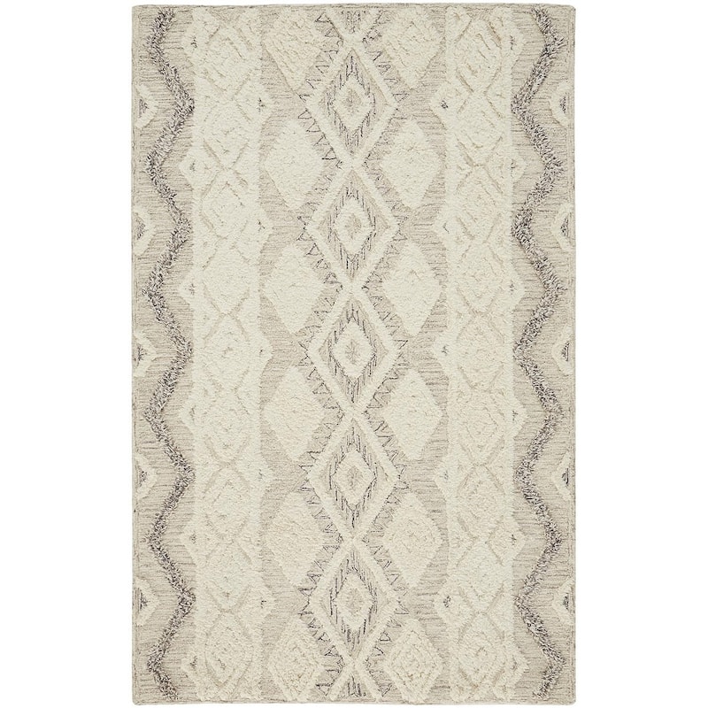 Zuba Hand Tufted Geometric Modern Stain Resistant Durable Area Rug By HomeRoots - 8' x 10'