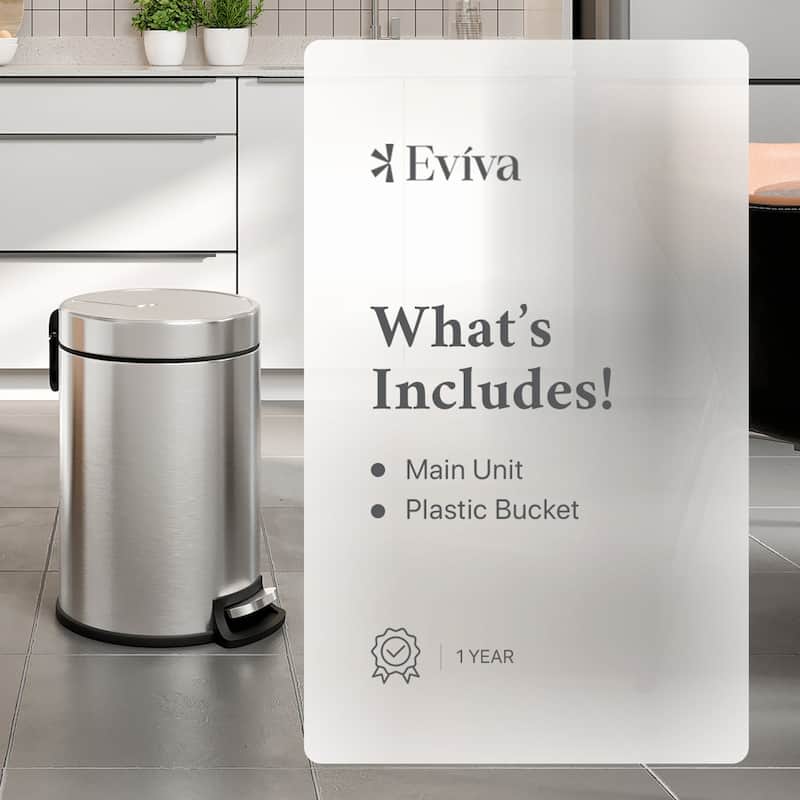 Totti 1.3 Gallon Stainless Steel Matte Finish Round Trash Can w/ Soft Closing Lid